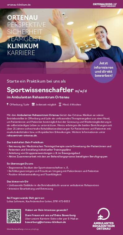 Auschreibung: Praktikum Sportwissenschaften