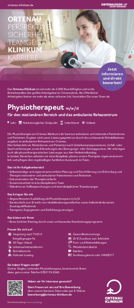 Anzeige: Physiotherapeut (m/w/d)